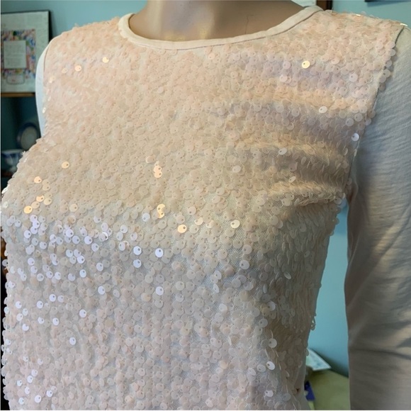 J. CREW Pink Sequin 3/4 Sleeve Tee - Picture 5 of 10